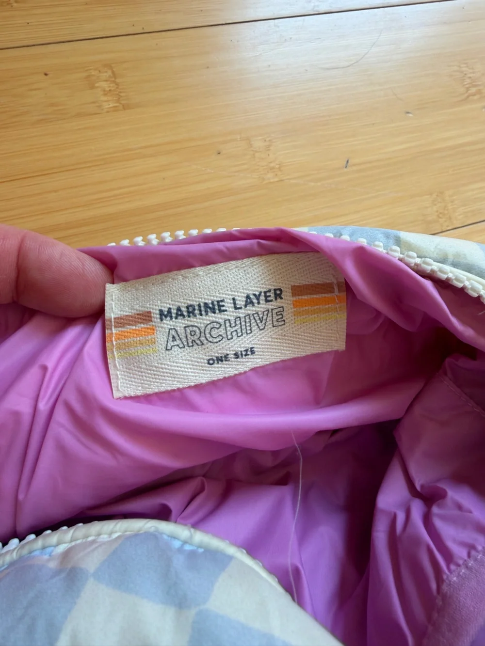 Marine Layer Quilted Checkered Light Blue and White Waist Bag